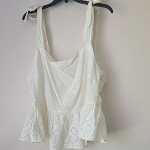 Madewell Off White Eyelet Peplum Blouse